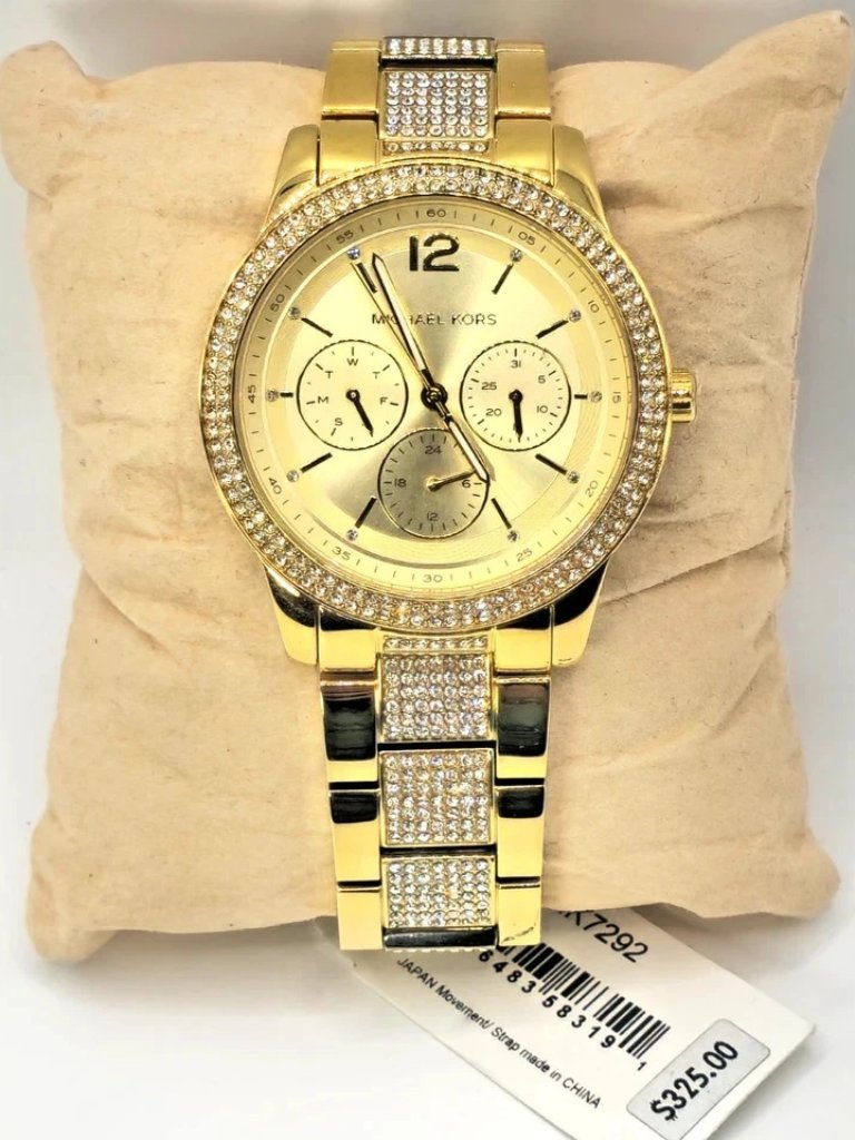 Michael Kors Mk7292 Womens Gold-Tone Crystal Chronograph Watch 40mm